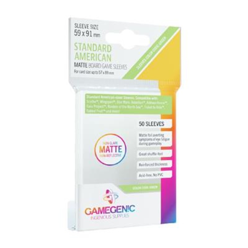 Matte Board Game Sleeves: Standard American 59x91mm (50)