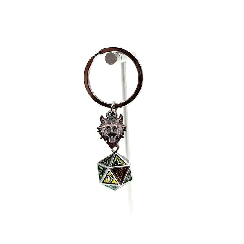 Norse D20 Keychain: Sparkle Green