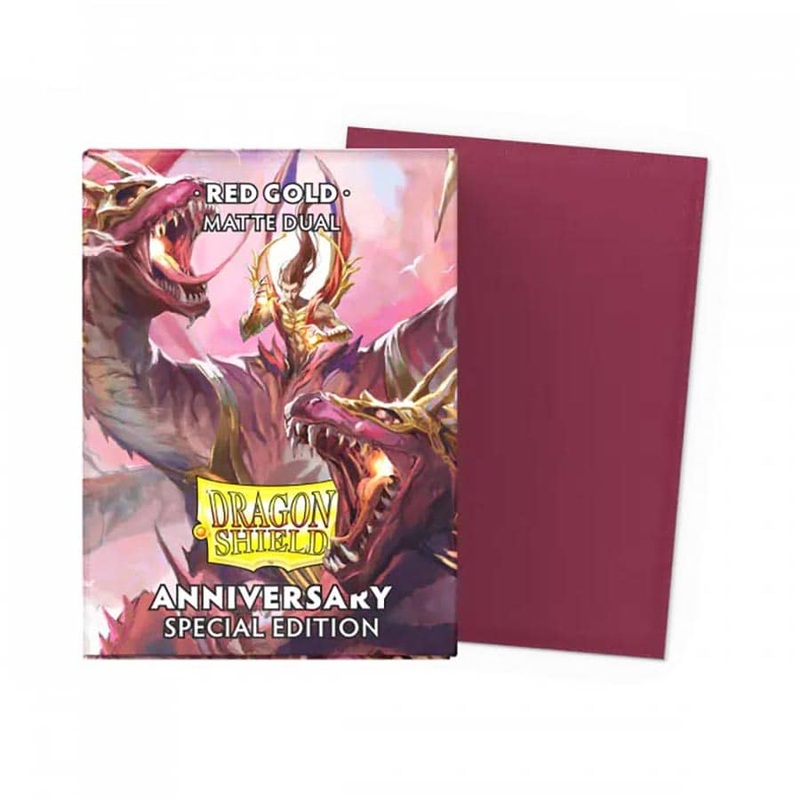 Dragon Shield Dual Matte Anniversary Sleeves: Pomegranate/Gold (100)