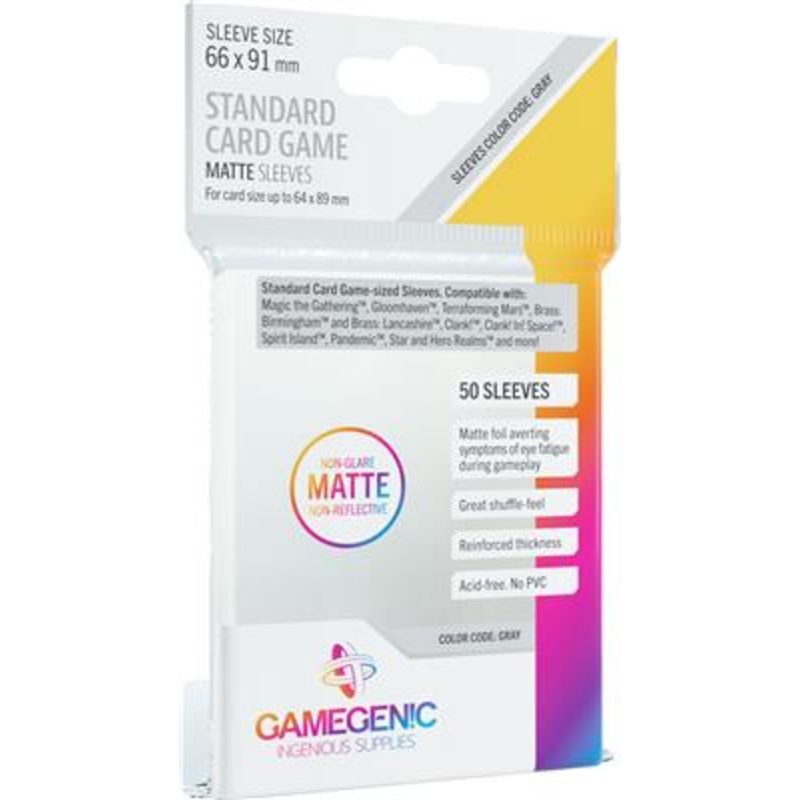 Matte Board Game Sleeves: Standard Card Game 66x91mm (50)