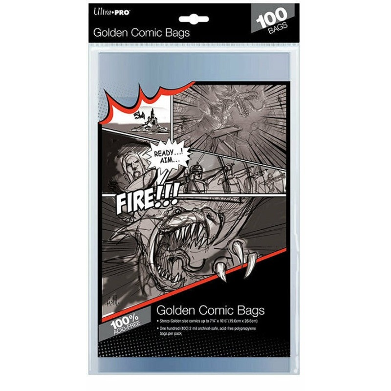 Resealable Golden Comic Book Bags 100  7 3/4 x 10 1/2
