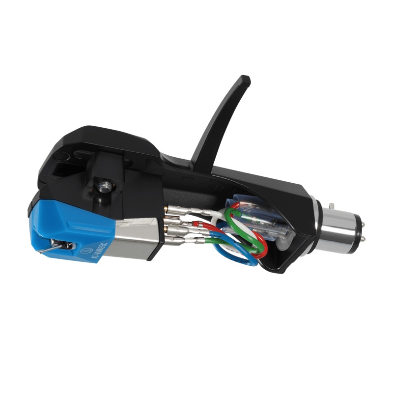 Audio-Technica AT-VM95C/H Dual Moving Magnet Blue Cartridge With Conical Stylus And Mounted Headshell New