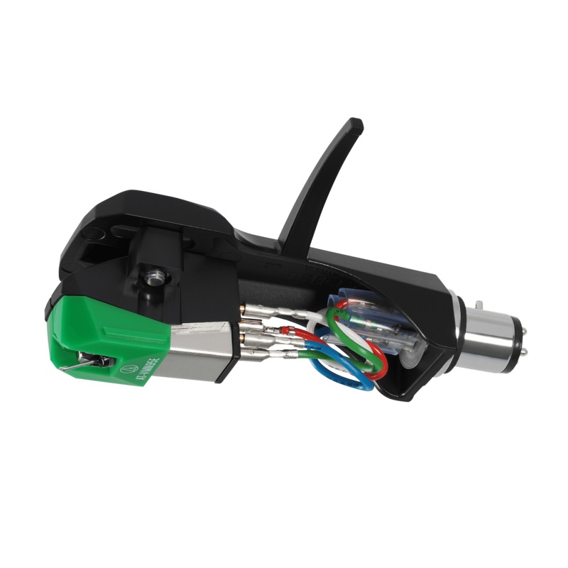 Audio-Technica AT-VM95E/H Dual Moving Magnet Green Cartridge With Eliptical Stylus And Mounted Headshell New