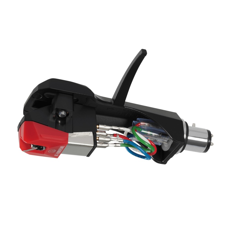 Audio-Technica AT-VM95ML/H Dual Moving Magnet Red Cartridge With Microlinear Stylus And Mounted Headshell New