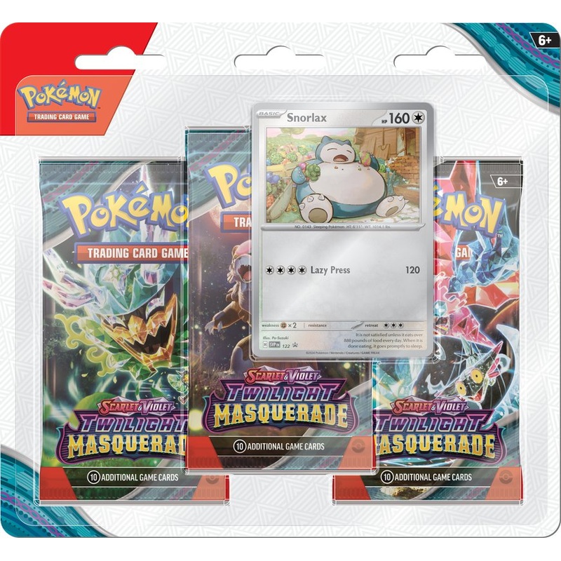 Pokemon Scarlet & Violet Twilight Masquerade 3 Pack Snorlax New