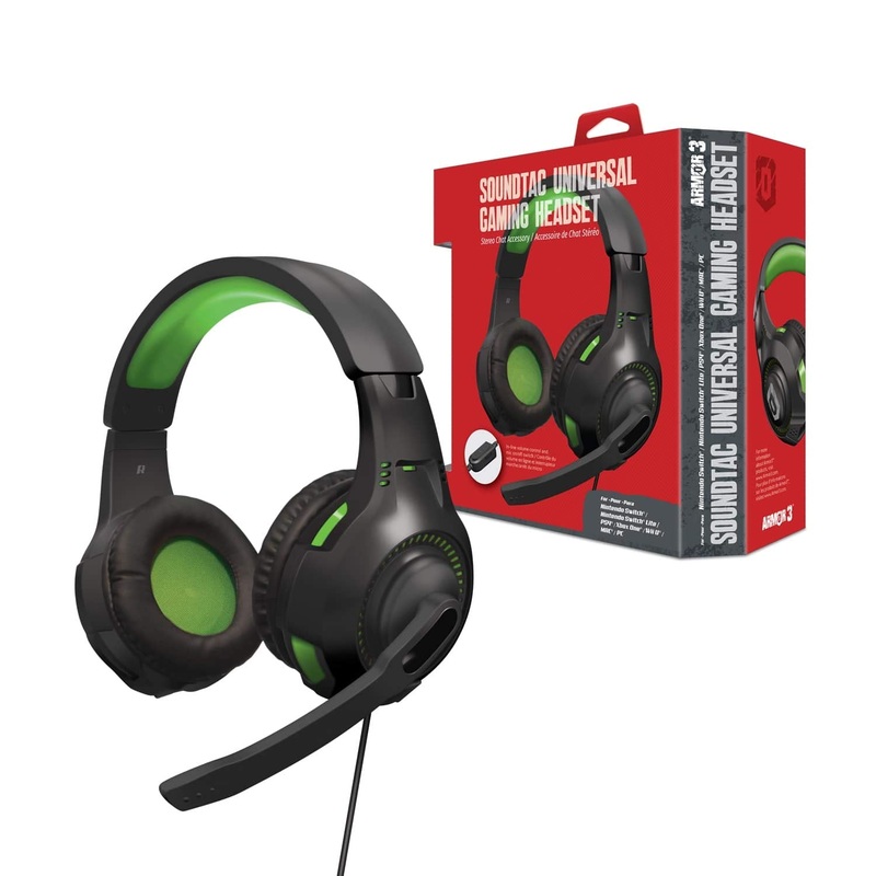 Headset Universal Gaming Armor 3 Black & Green PS4 PS5 Xbox One Xbox Series X Nintendo Switch PC New