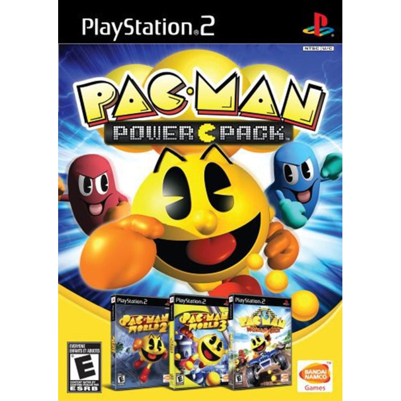 Pac Man Power Pack With Slipcover Pac Man World Rally Pac Man World and World 2 PS2 Used