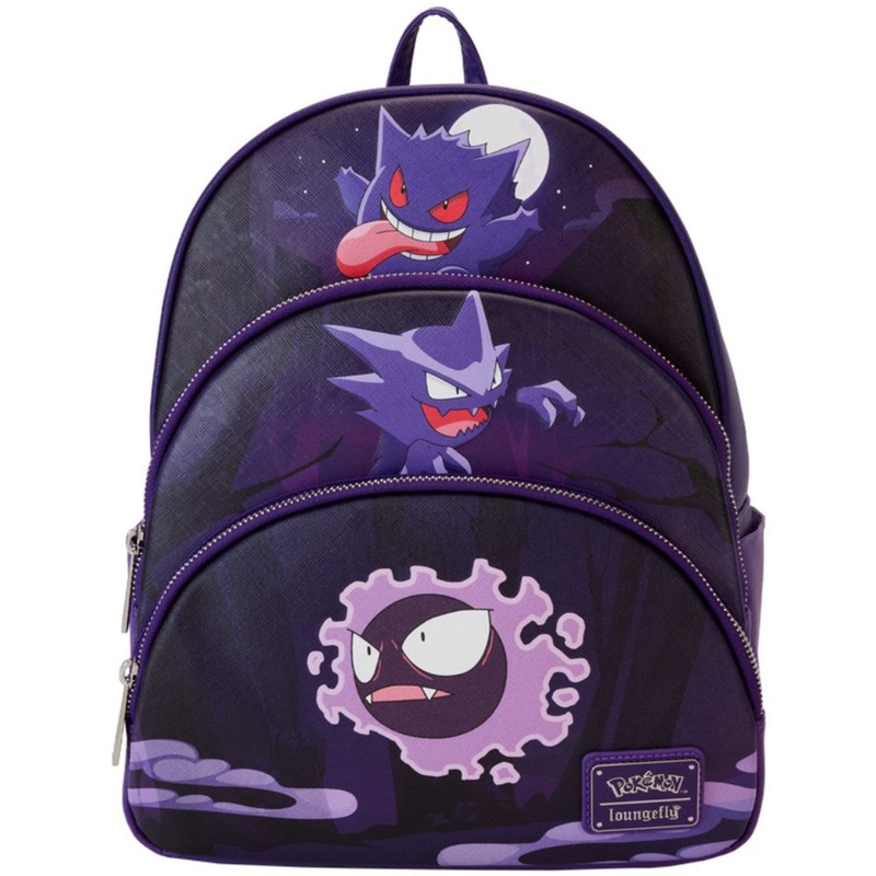 Loungefly Pokemon Gengar Evolution Triple Pocket Backpack New