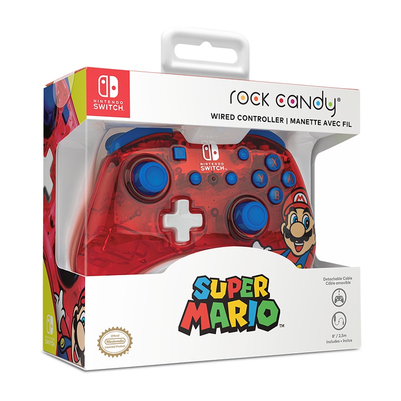Switch Controller Wired Rock Candy Mario Punch Red New