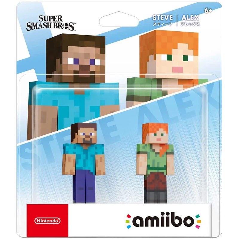 Amiibo Smash Bros Minecraft 2 Pack Steve & Alex New
