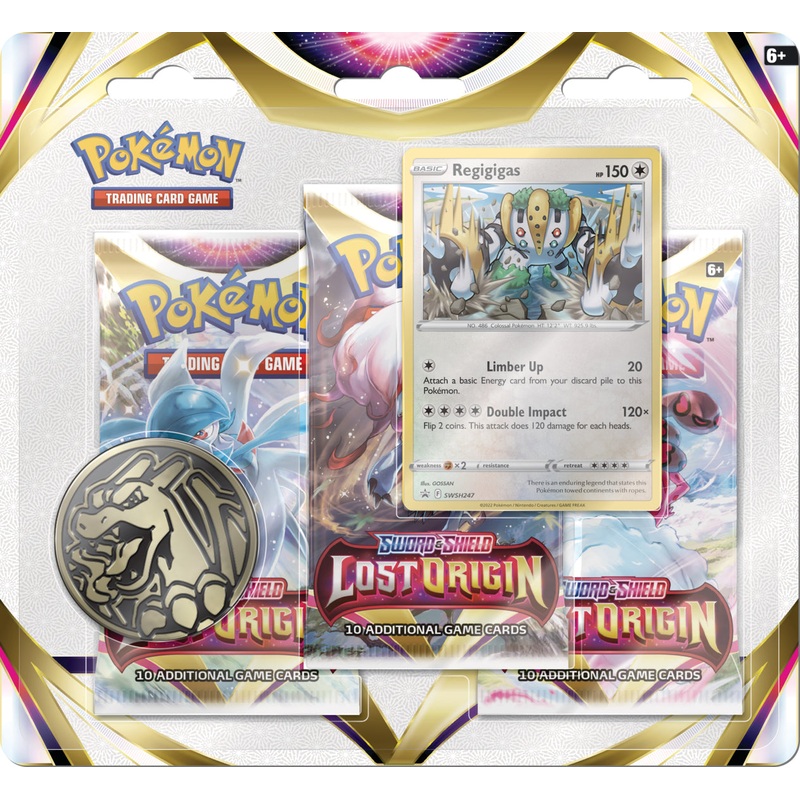 Pokemon Lost Origin 3 Pack With Regigigas Card & Coin