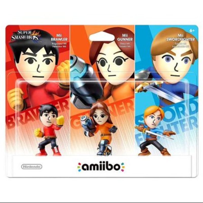 Amiibo Super Smash Bros Mii 3 Pack Brawler Gunner Swordfighter New