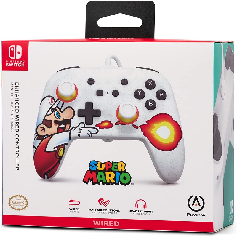 Switch Controller Wired Power A Mario Fireball New