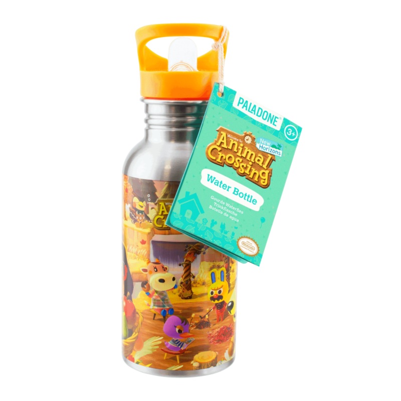 Animal Crossing Autumn Metal Water Bottle with Built In Straw New