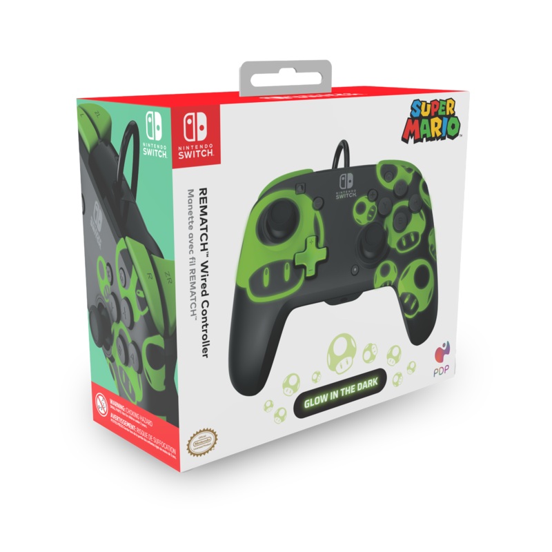 Switch Controller Wired Power A Mario Retro Glow In The Dark New