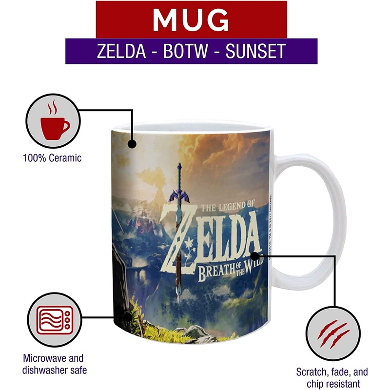 Zelda Breath Of The Wild Hyrule Sunset Ceramic Mug New