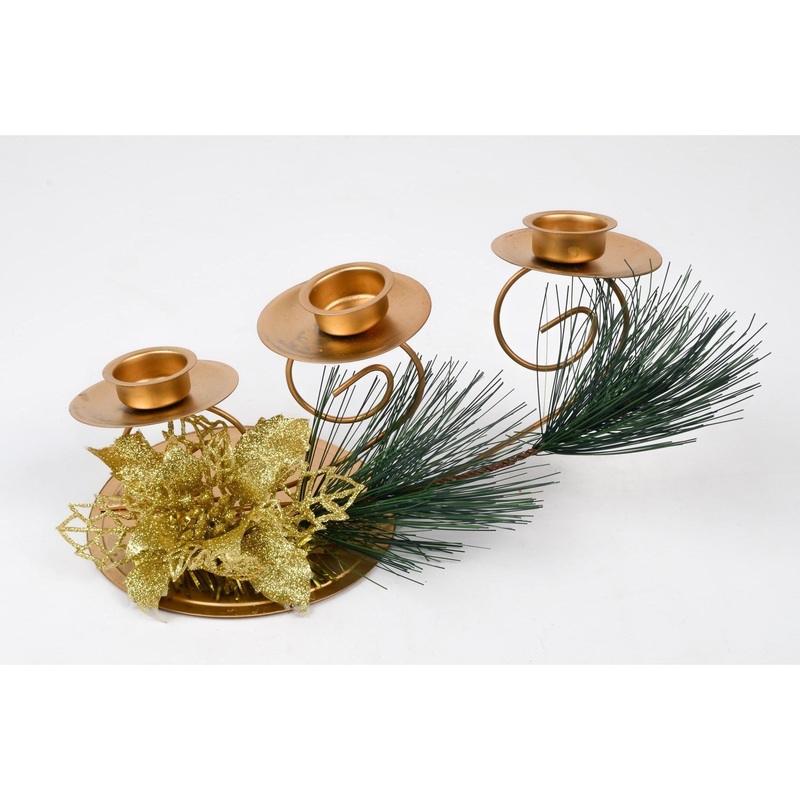 Candle Gold Leaf Christmas Decor 19DM248