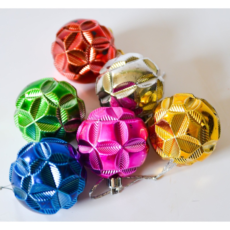Colour Med Stripe Christmas Decor Balls