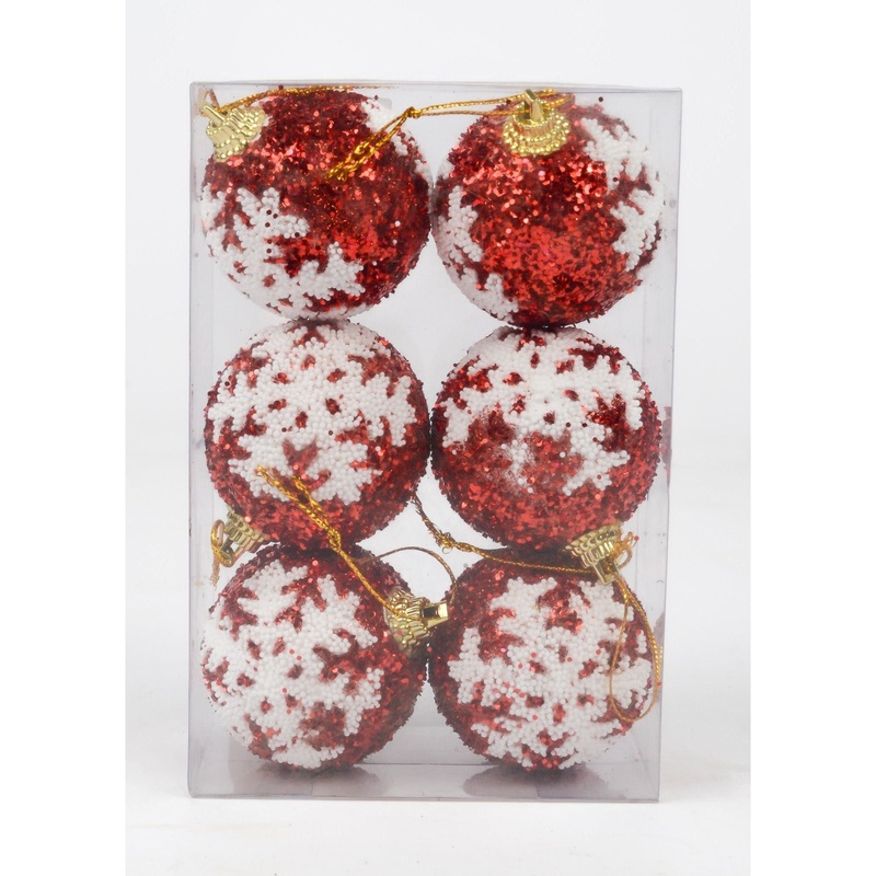 Flake Red Ball Christmas Decor 19CW5