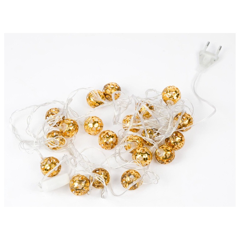 Gold Balls Lights Christmas Decor