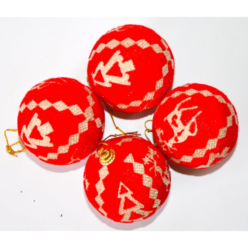 Red Balls 4 Pcs Christmas Decor 19AK3 7