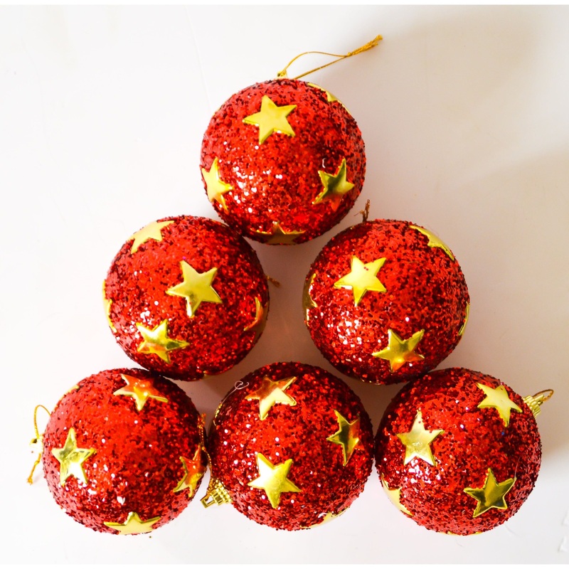 Red Balls Stars Christmas Decor 19AW27