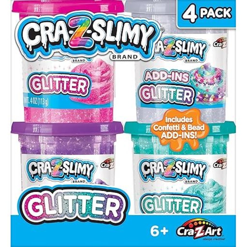 Cra Z Slimy Glitter Slime Pack of 4 4 oz