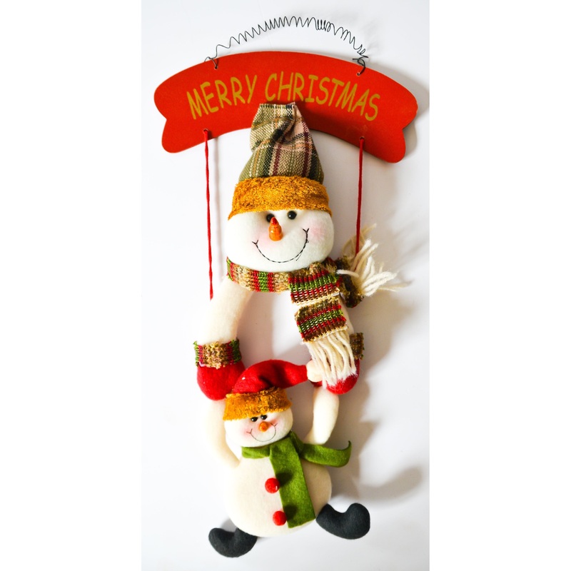 Two Snow Men Door Hanger Christmas Decor