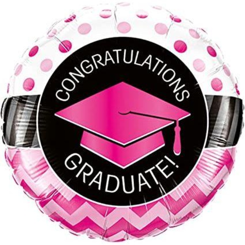 Qualatex Congrats Pink Black 47511