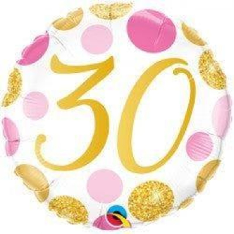 Qualatex Happy 30 Polka 88181 Balloon