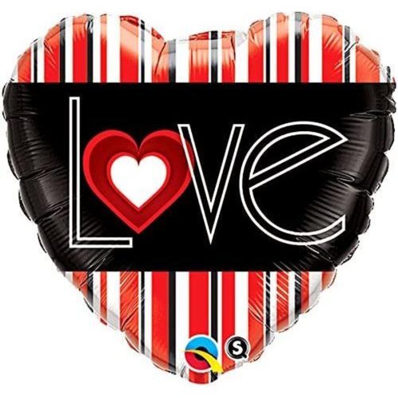 Qualatex Love Heart Stripe 21698 Balloon