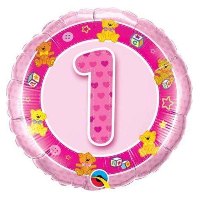 Qualatex No 1 Pink Teddy 26281 Balloon