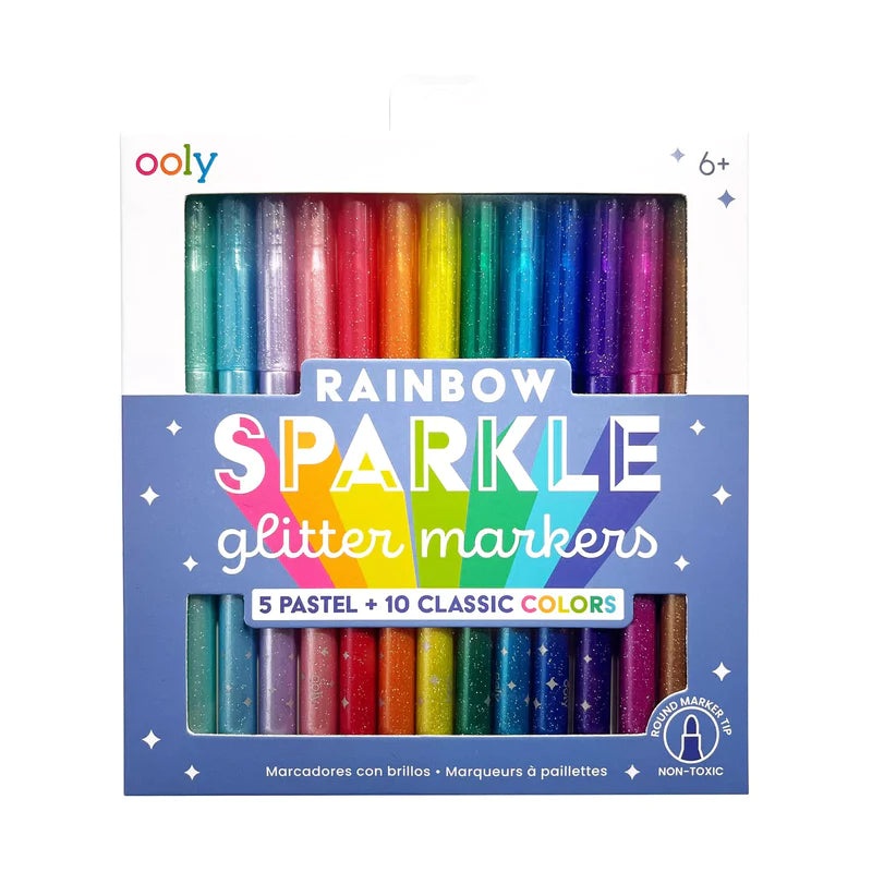 Rainbow Sparkle Glitter Markers (set of 15)