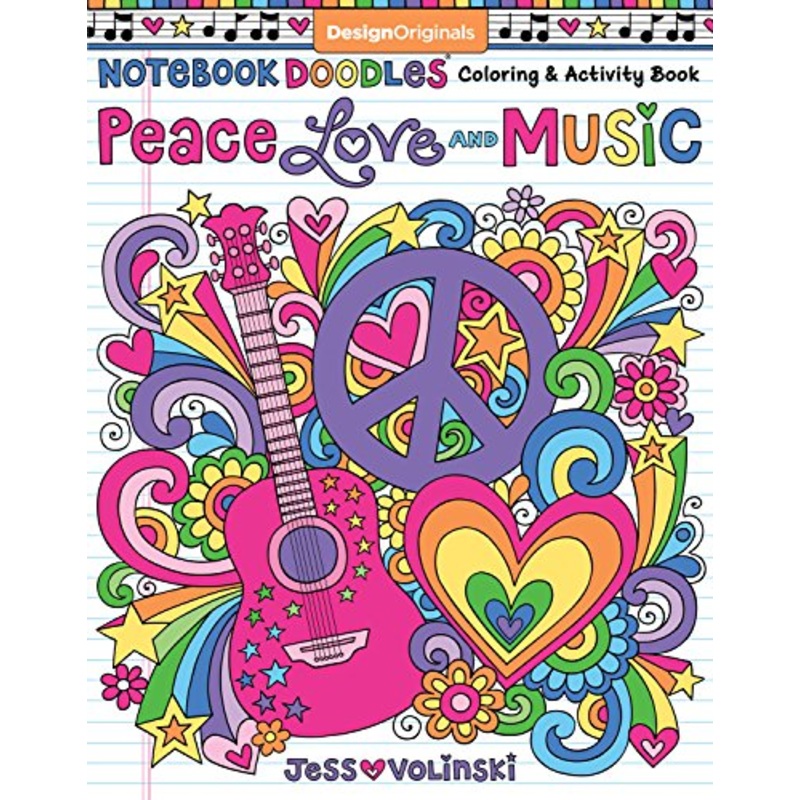 Notebook Doodles: Peace, Love and Music Colouring Book
