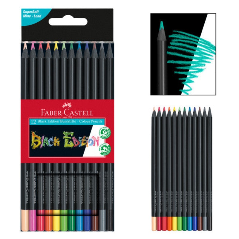Black Edition Coloured Pencils, Standard (Box of 12)