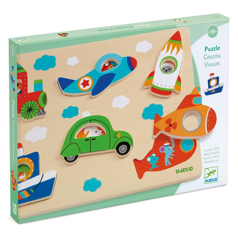 Wooden Puzzle 'Coucou Vroum' (by Djeco)