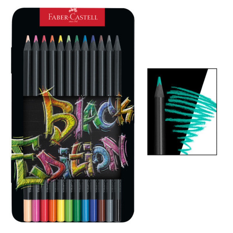 Black Edition Coloured Pencils, Standard (Tin of 12)