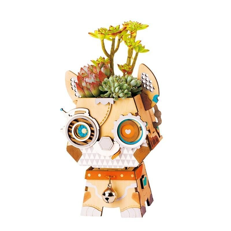 Puppy Flower Pot 3D Wooden