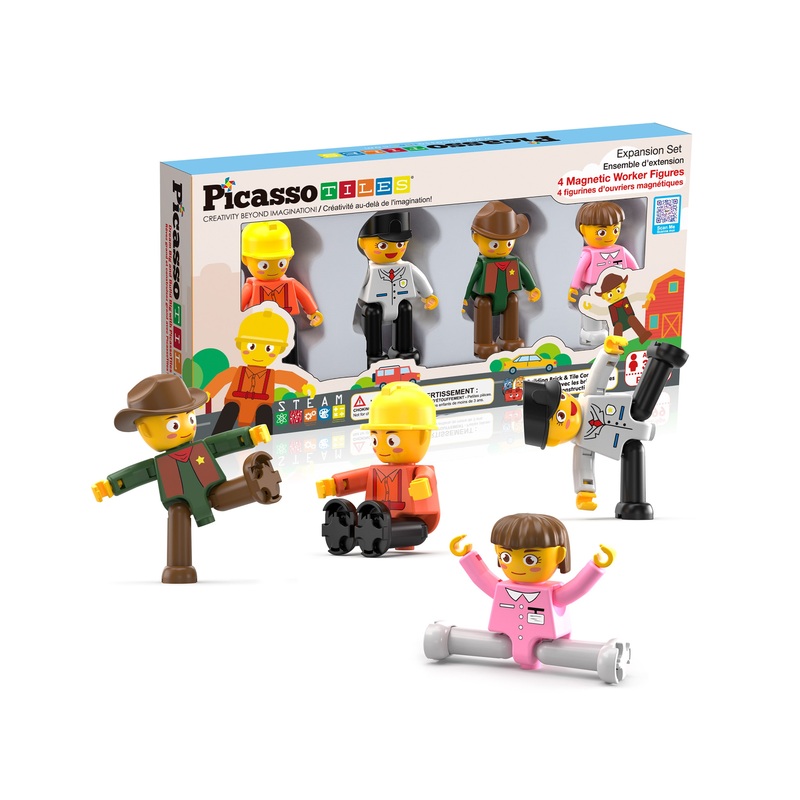 4 Piece Career Character Action Figure Magnet Tile Playset