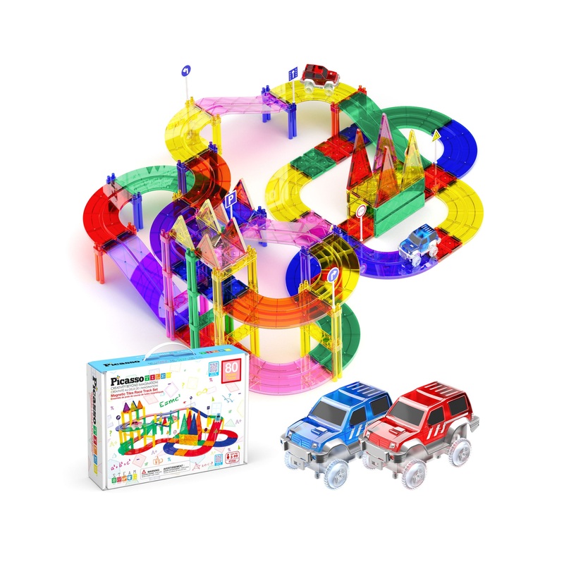 80pc Race Track Magnetic Building Blocks Set