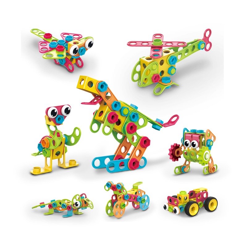 Engineering Construction Set with Toy Power Drill - 250 Pieces