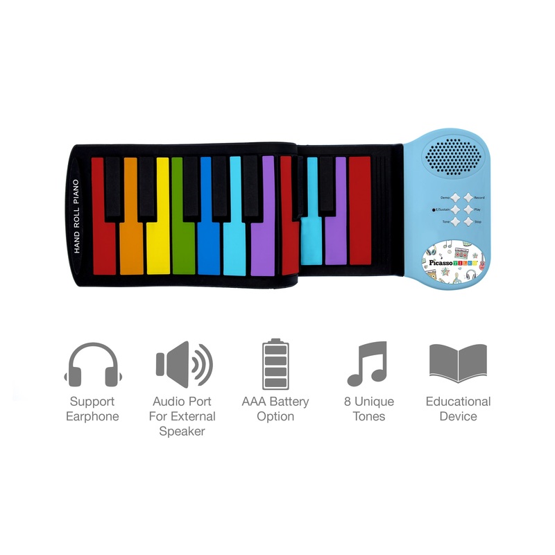 Kid's 49 Colorful Key Roll-Up Educational Keyboard