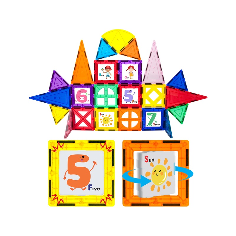 Magnet Tile Toy Click-In Graphic Art Piece Set - 42 Pieces