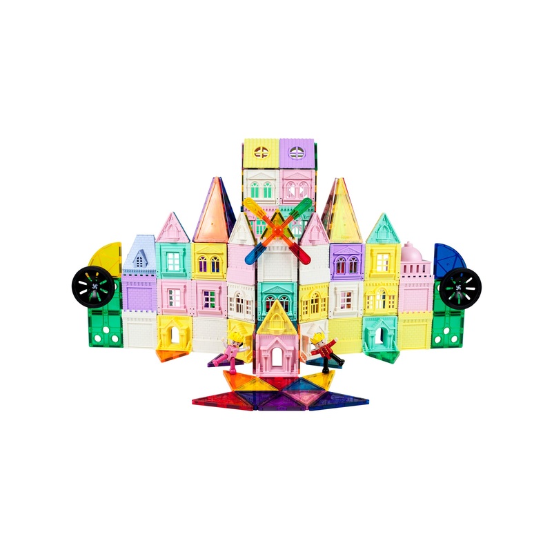 Magnetic Tile Castle Set with Action Figures & Enhancements