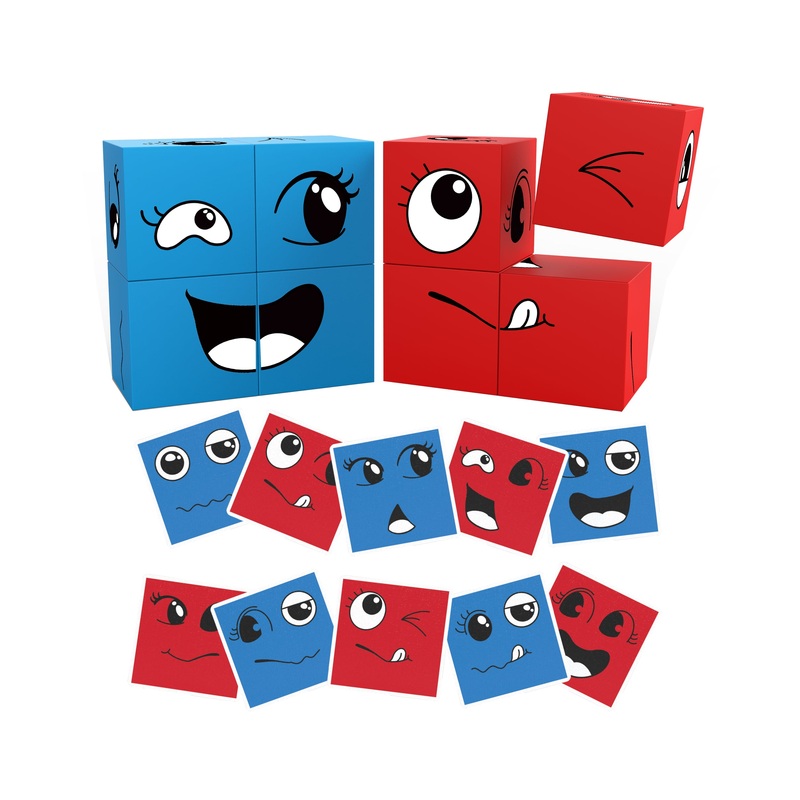 Mix and Match 8 Piece Magnetic Emoticon Puzzle Cubes