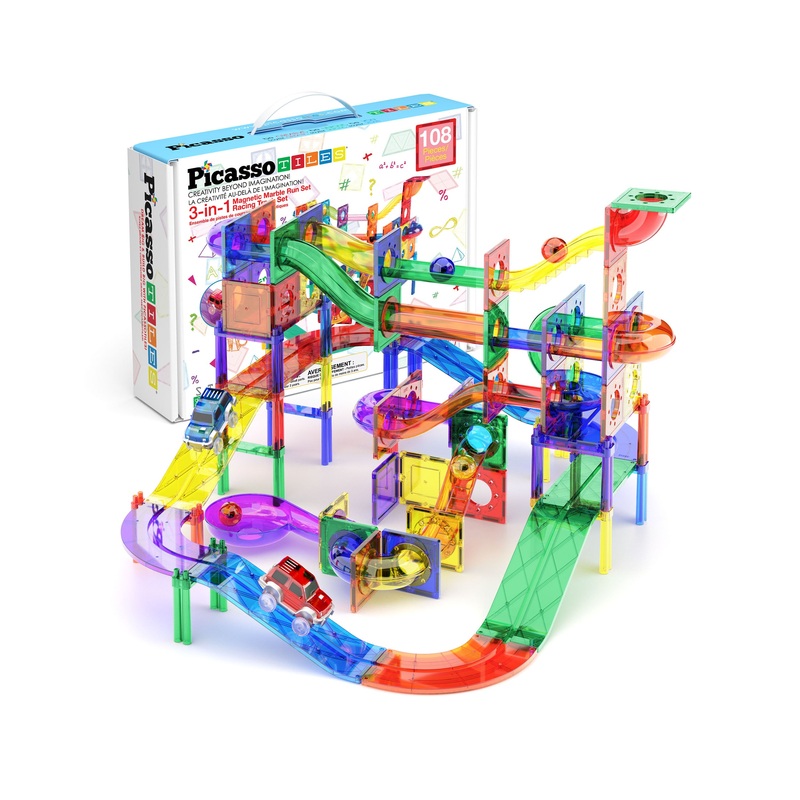 108pc Magnetic Tiles Marble Run Race Track Set