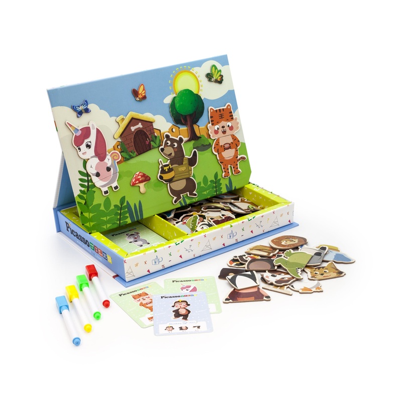 112 Piece Magnetic Mix and Match Animal Drawing Board Set