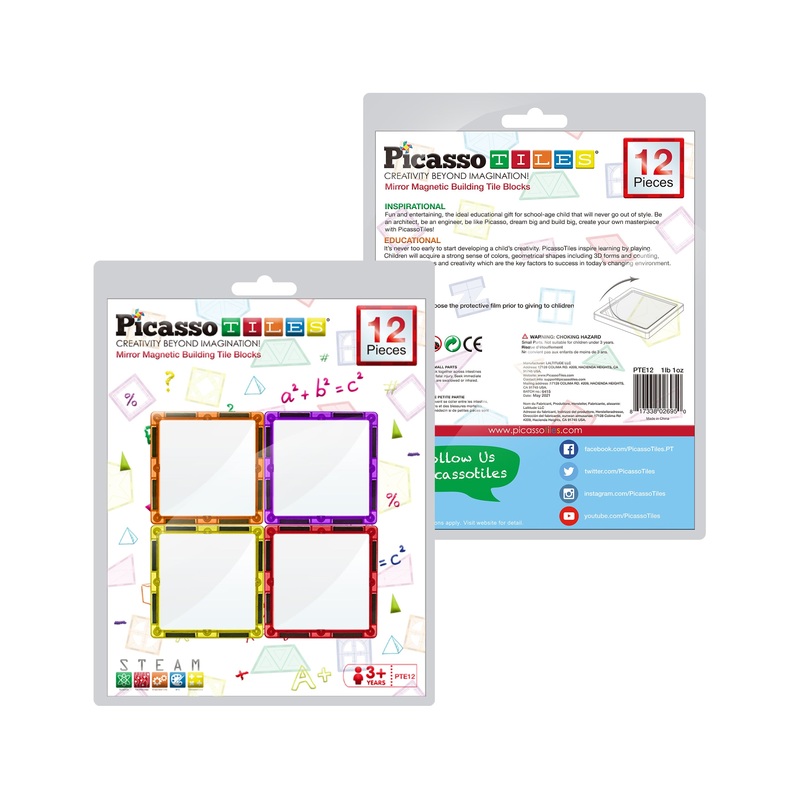 12 Piece Magnetic Tile Mirror Building Set