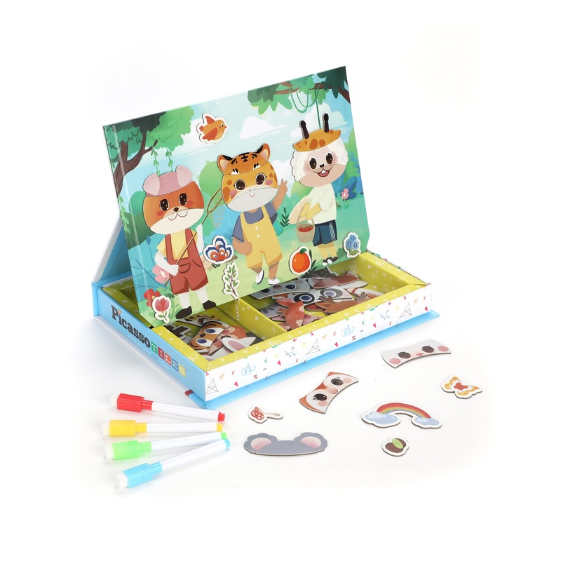 120pcs Magnetic Animal Sticker Puzzle Book Drawing Board