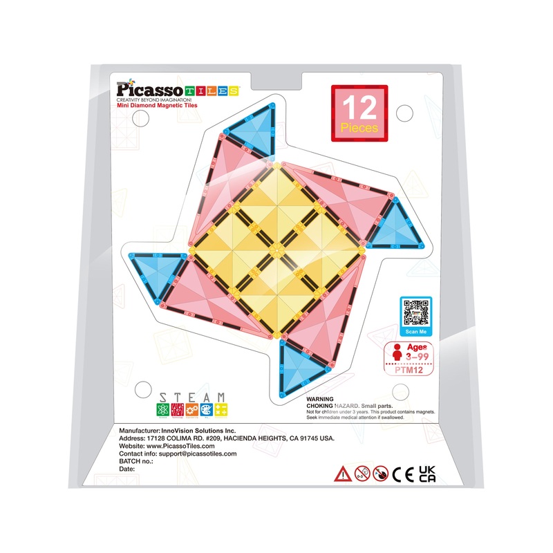 12pc Magnet Tile Building Blocks Mini Diamond Travel Set
